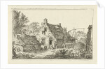Farm with standing man and woman sitting by Hermanus Fock