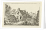 Farm with standing man and woman sitting by Hermanus Fock