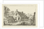 Farm with standing man and woman sitting by Hermanus Fock