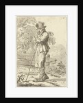 Man leaning on a stick by Hermanus Fock