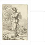 Man leaning on a stick by Hermanus Fock