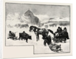 Arrival of Supply Train at Lumber Depot, Lumbering, Canada by Anonymous