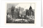 The Townhall and Church of St. Peter, Louvain, Belgium by Anonymous
