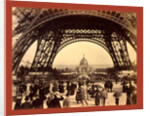 Crowd of People Walking Under the Base of Eiffel Tower, View Toward the Central Dome, Paris Exposition, 1889, France by Anonymous