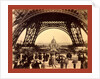 Crowd of People Walking Under the Base of Eiffel Tower, View Toward the Central Dome, Paris Exposition, 1889, France by Anonymous