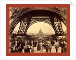 Crowd of People Walking Under the Base of Eiffel Tower, View Toward the Central Dome, Paris Exposition, 1889, France by Anonymous
