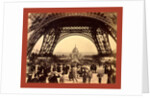 Crowd of People Walking Under the Base of Eiffel Tower, View Toward the Central Dome, Paris Exposition, 1889, France by Anonymous