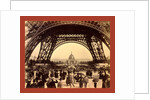 Crowd of People Walking Under the Base of Eiffel Tower, View Toward the Central Dome, Paris Exposition, 1889, France by Anonymous