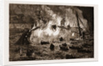 Burning Of The French Ironclad richelieu At Toulon, France by Anonymous