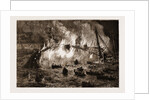 Burning Of The French Ironclad richelieu At Toulon, France by Anonymous