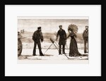 The Duke Of Edinburgh Inspecting The Coast-guard At Falmouth, The Duchess Firing A Life-saving Rocket by Anonymous