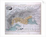 Alps, Alpengebiet, antique map 1869 by Th. von Liechtenstern and Henry Lange