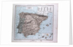 Spain and Portugal Map, antique map 1869 by Th. von Liechtenstern and Henry Lange