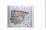 Spain and Portugal Map, antique map 1869 by Th. von Liechtenstern and Henry Lange