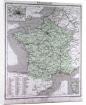 France, antique map 1869 by Th. von Liechtenstern and Henry Lange
