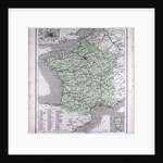 France, antique map 1869 by Th. von Liechtenstern and Henry Lange