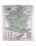 France, antique map 1869 by Th. von Liechtenstern and Henry Lange