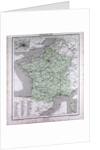 France, antique map 1869 by Th. von Liechtenstern and Henry Lange