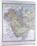 Western Asia or West Asia, antique map 1869 by Th. von Liechtenstern and Henry Lange