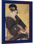 Tamaya uchi Hanamurasaki, Sekiya, Teriha, Hanamurasaki of the Tamaya, kamuro, Sekiya, Teriha by Utamaro Kitagawa
