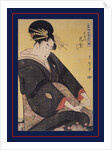 Tamaya uchi Hanamurasaki, Sekiya, Teriha, Hanamurasaki of the Tamaya, kamuro, Sekiya, Teriha by Utamaro Kitagawa