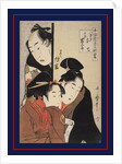 Oshichi the greengrocer's daughter, Kichisaburô the boy-servant and Dozaemon Denkichi by Utamaro Kitagawa