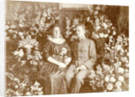 Portrait of Tine and Klaas Vermeulen Kleiterp between flowers by C.J.L. Vermeulen