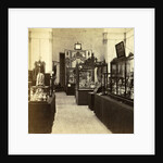 Display cabinets with objects in the exhibition of National Industry and Art in the Palace of Industry, Amsterdam by Anonymous