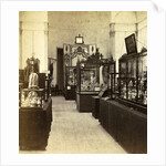 Display cabinets with objects in the exhibition of National Industry and Art in the Palace of Industry, Amsterdam by Anonymous