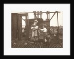 Marba (?) And Eckart Titzenthaler, children of the photographer, on the roof of the house Friedrichstrasse, Berlin, with a cock, Germany by Waldemar Titzenthaler
