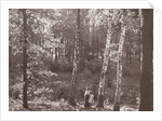 Olga Marba and Eckart Titzenthaler, wife and children of the photographer, standing in a forest by Waldemar Titzenthaler