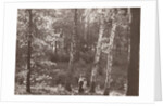 Olga Marba and Eckart Titzenthaler, wife and children of the photographer, standing in a forest by Waldemar Titzenthaler