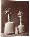 Two bronze handbells and a statuette of bodhisattva Padmapani by Isidore van Kinsbergen