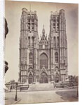 The facade of St Michael's and St. Gudula Cathedral, Sint-Michiel and Sint-Goedelekathedraal in Brussels, Belgium by Anonymous