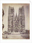 The facade of St Michael's and St. Gudula Cathedral, Sint-Michiel and Sint-Goedelekathedraal in Brussels, Belgium by Anonymous
