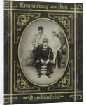 Portrait of four men standing and sitting on a ton and a balustrade, Drachenfels, Germany by Anonymous