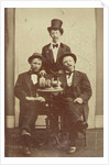 Portrait of three men at a table, drinking and cigar smoking by Henry Pauw van Wieldrecht