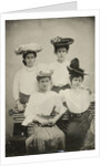 Portrait of four young women with hats by Anonymous