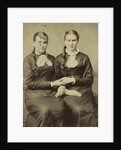 Portrait of two women sitting next to each other and holding each other's hand by Anonymous