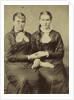 Portrait of two women sitting next to each other and holding each other's hand by Anonymous