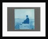 Man in profile, sitting on a rock by the sea, United States, Cyanotype, a photographic printing process that produces a cyan-blue print by Anonymous