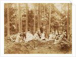 Group portrait of 23 men and women during a picnic in a forest by Henry Pauw van Wieldrecht