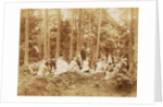 Group portrait of 23 men and women during a picnic in a forest by Henry Pauw van Wieldrecht