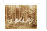 Group portrait of 23 men and women during a picnic in a forest by Henry Pauw van Wieldrecht