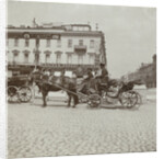 Russian Droshky coaches with driver waiting for passengers in St. Petersburg by Henry Pauw van Wieldrecht