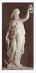 Marble statue of a woman in a robe with a bare chest, in her left hand she wears a laurel wreath in her right a ship's anchor by Louis-Emile Durandelle