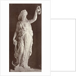 Marble statue of a woman in a robe with a bare chest, in her left hand she wears a laurel wreath in her right a ship's anchor by Louis-Emile Durandelle