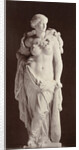 Marble statue of a woman with bare breasts and in her hand a baton by Louis-Emile Durandelle
