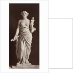 Marble statue of a woman holding in her left hand a picture in her right hand she carries a compass and a ruler by Louis-Emile Durandelle