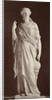 Marble statue of a woman in high-necked dress, with her right hand pointing at a globe and her left hand pointing in the air by Louis-Emile Durandelle